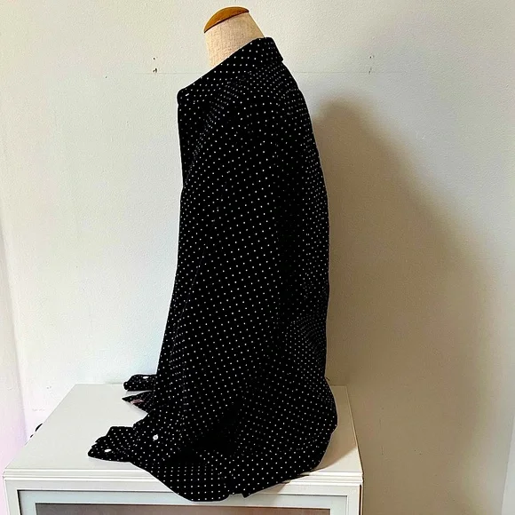 NWT!! Men's Banana Republic Heritage Collection Black Polka Dot Shirt Sz- L/Tall - Picture 3 of 8